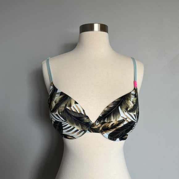 Victoria's Secret PINK SET BRA + PANTY Push-up Palm‎ Exotic Tropical Leaf 34C - Picture 4 of 10